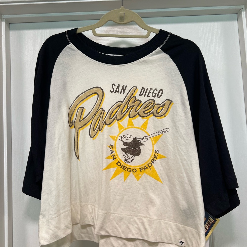 47 Brand San Diego Padres Black and White Raglan Tee